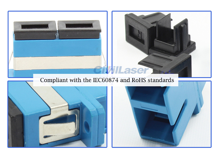 SC Singal Mode Double Core Optical Adapter Azul Plastic Flange Plate